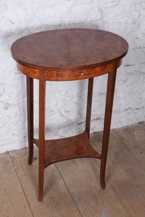 Pretty Oval Burr Walnut Side Table