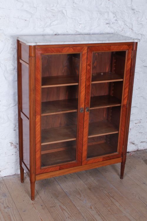 Marble Top Walnut French Glazed Vitreen
