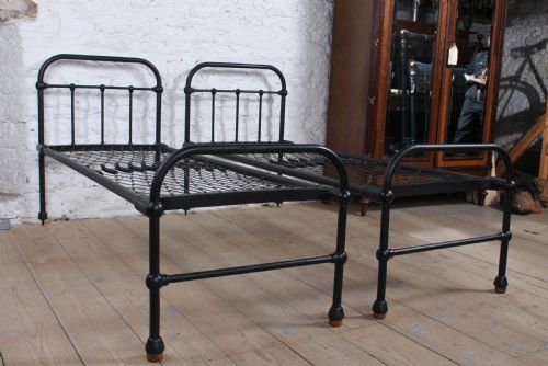 Fab  Pair of Iron Dormitory Style Small Single Beds