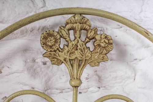 fig 2. Forged iron double bed in fashionable aged green