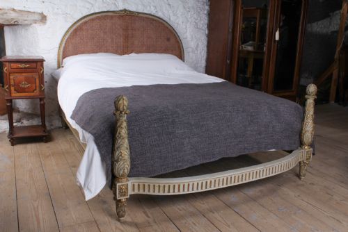 Carved Gilded Caned French King Size Bed (Possible European King Size)