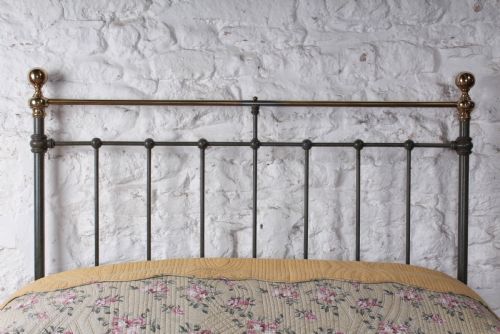 fig 1. Classic Victorian aged green and brass no end double bed