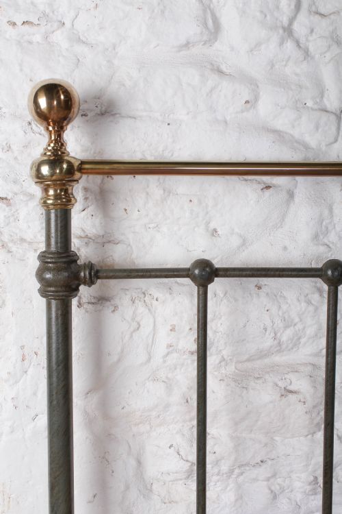 fig 3. Classic Victorian aged green and brass no end double bed