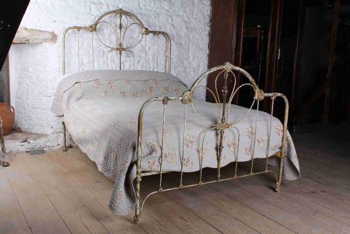 Gorgeous Rare Victorian American Iron and Brass Double Bed