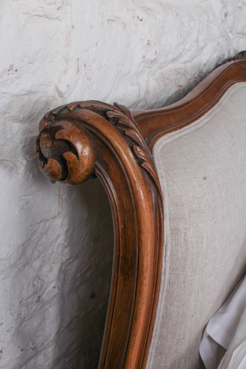 fig 3. Handsome early upholstered Louis XV style king size bed