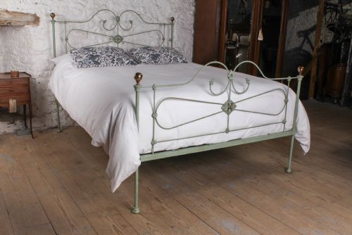 Charming Victorian Iron Kingsize English Bed with Brass Knobs.