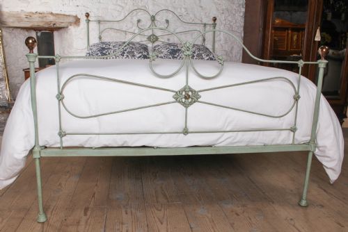 fig 2. Charming Victorian Iron Kingsize English Bed with Brass Knobs.