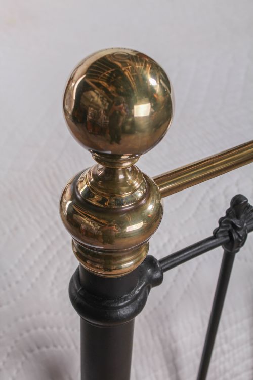 fig 1. Handsome 6Ft Victorian black and brass bed 