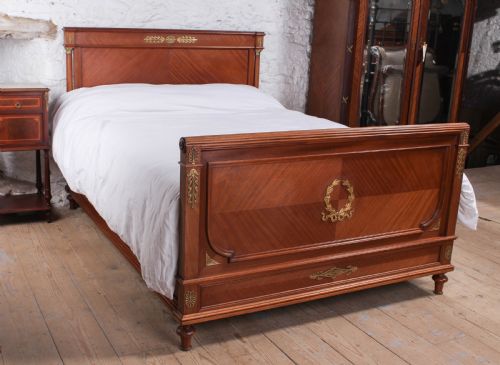 Lovely French Walnut Quarter Veneer King Size Bed