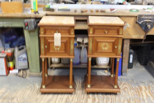 fig 1. Lovely French walnut quarter veneer king size bed