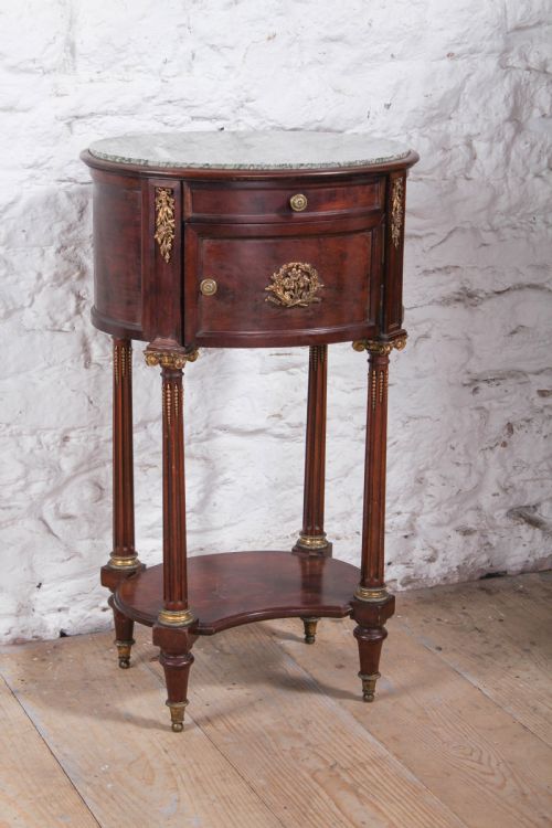 Beautiful Quality Oval Mahogany Bedside with Marble Top