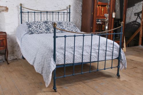 Classic Edwardian Dip Rail Brass and Iron Double Bed