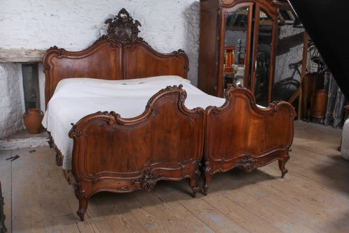 Lovely Two Meter Wide Super King Size Carved French Walnut Bed