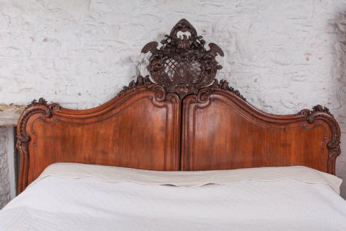 fig 2. Lovely two meter wide super king size carved French walnut bed