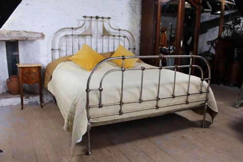 Fabulous Italian Super King Size Silvered Iron and Brass Bed