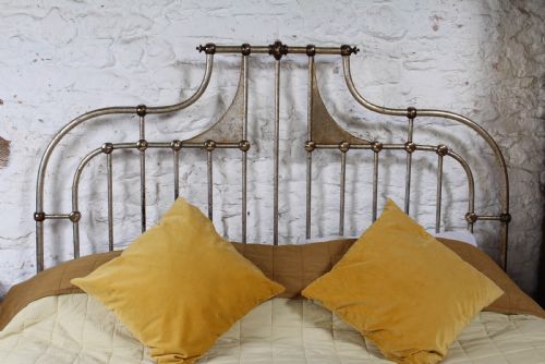 fig 1. Fabulous Italian super king size silvered iron and brass bed 