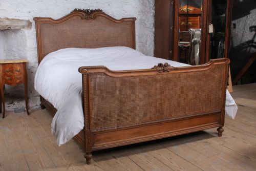 Handsome Louis Xvi Style Caned/ Bergere King Size Bed