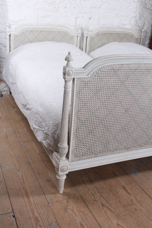 fig 2. Pretty pair of French painted caned single beds