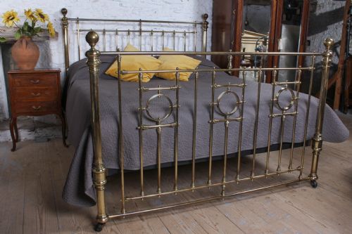 Exquisite All Brass Super King Bed with Interesting Ring Detail.