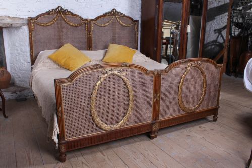 fig 1. Spectacular pair of caned Empire style bergere meter wide beds (can be joined)