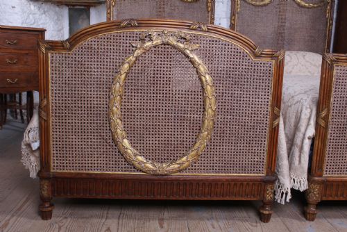 fig 2. Spectacular pair of caned Empire style bergere meter wide beds (can be joined)