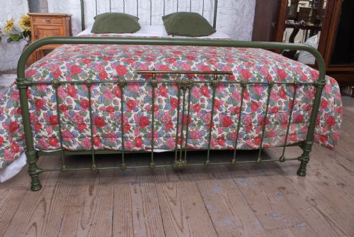 fig 1. Pretty green iron and brass French king size bed