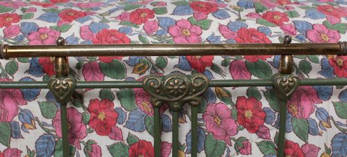 fig 2. Pretty green iron and brass French king size bed