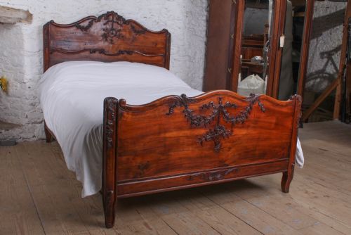 Early French Provencal Mahogany Double Bed