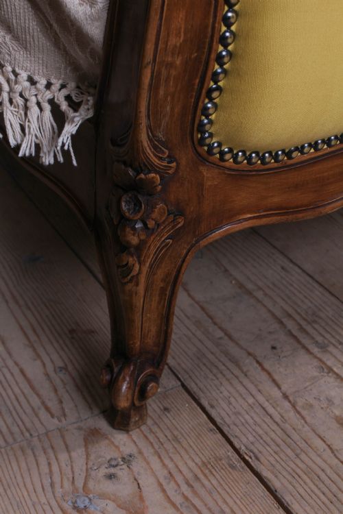 fig 2. Yellow gold newly upholstered pair French single beds