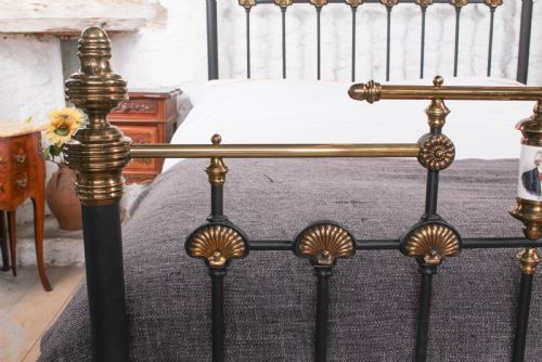 fig 4. True history Victorian brass and iron king size bed with Porcelain detail