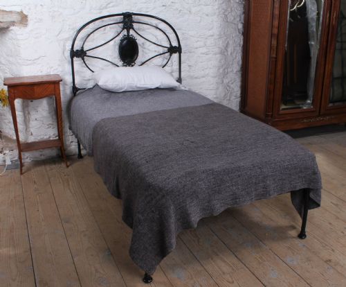 Handsome Early Victorian Black Large Single Bed