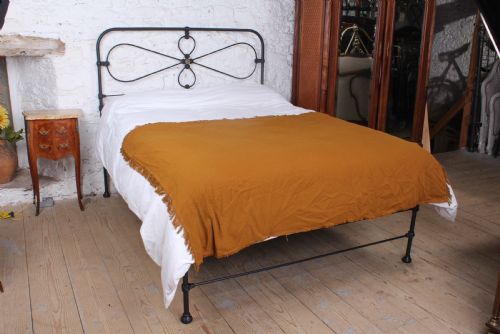 Lovely Irish Kingsize Bed with Central Brass Detail.