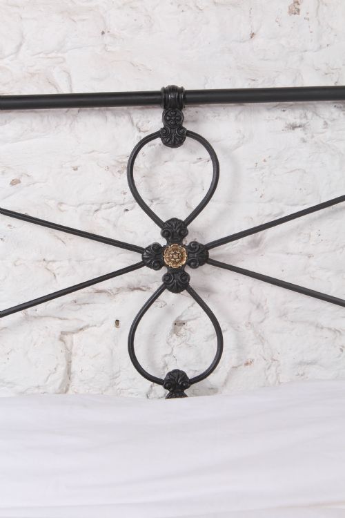 fig 3. Lovely Irish Kingsize Bed with Central Brass Detail.