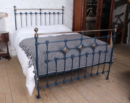Truly One of a Kind Blue and Brass Victorian King Size Bed