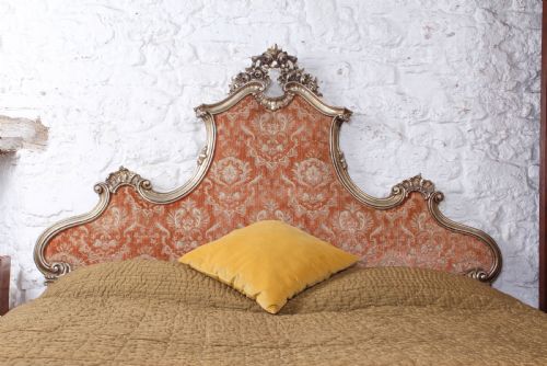 fig 2. Fabulous Silver Gold Italian Upholstered Rococo Style Super King Bed