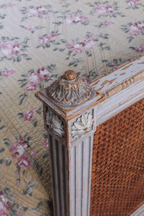 fig 3. Fabulous French original aged paint king size caned bed