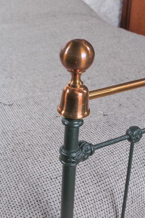 fig 1. Pretty queen size green and brass Victorian bed