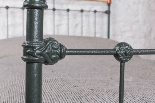 fig 2. Pretty queen size green and brass Victorian bed