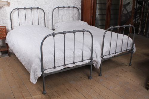 Timeless Pair of Detailed Utilitarian Single Beds