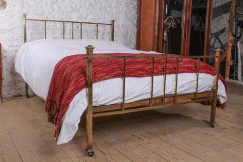 Attic Room Edwardian Simple All Brass Double Bed