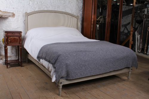 Gorgeous Low End French Original Painted King Size Upholstered Bed