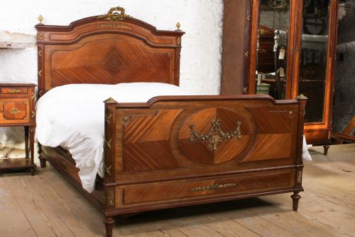 Handsome Louis Xvi Walnut Bedroom Suite with King Size Bed