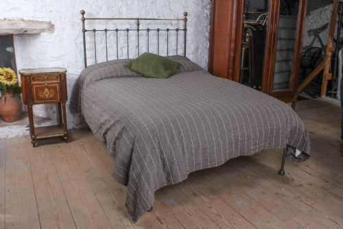 Gorgeous Green and Aged Brass Double No End Bed