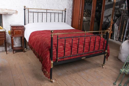 Elegant King Size Brass and Iron Bed with Taper Posts