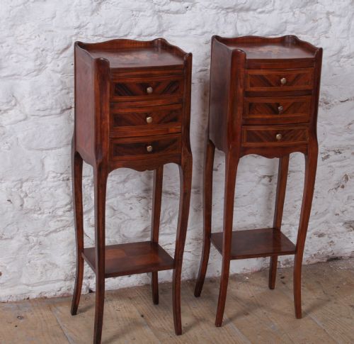 Fabulous French Fruitwood Marquetry Bedsides