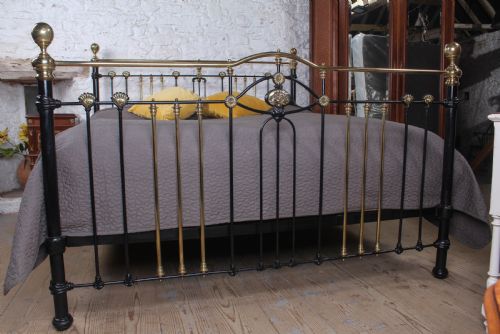 fig 1. Fine classic Victorian super king size black and brass bed 