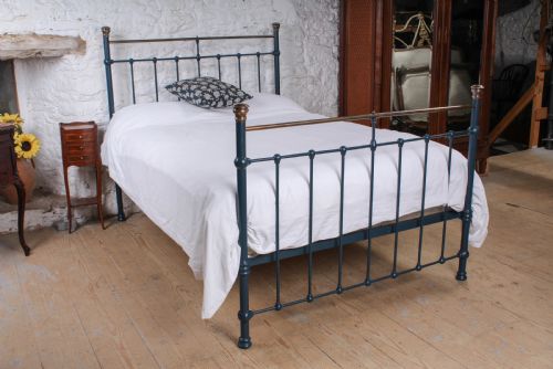 Classic Simple Edwardian Brass and Iron Double Bed
