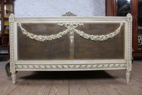 GORGEOUS CARVED AND CANED LOUIS XVI STYLE BED - ADDITIONAL PHOTO 1