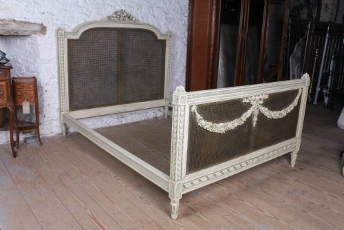 GORGEOUS CARVED AND CANED LOUIS XVI STYLE BED - ADDITIONAL PHOTO 7