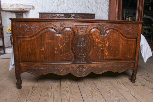 fig 1. Floral and Foliate Carved Oak Provençale Style King Size Bed